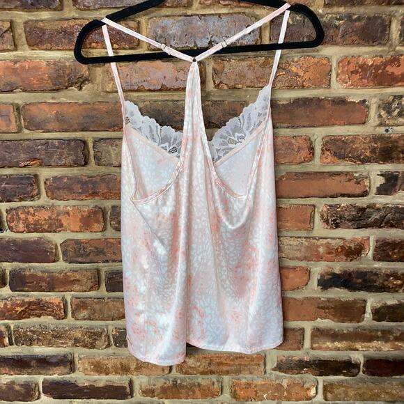 BCBGMaxAzria Y2k Pink Leopard Animal Satin Lace Trim Cami Tank Top Size Large - Picture 7 of 7